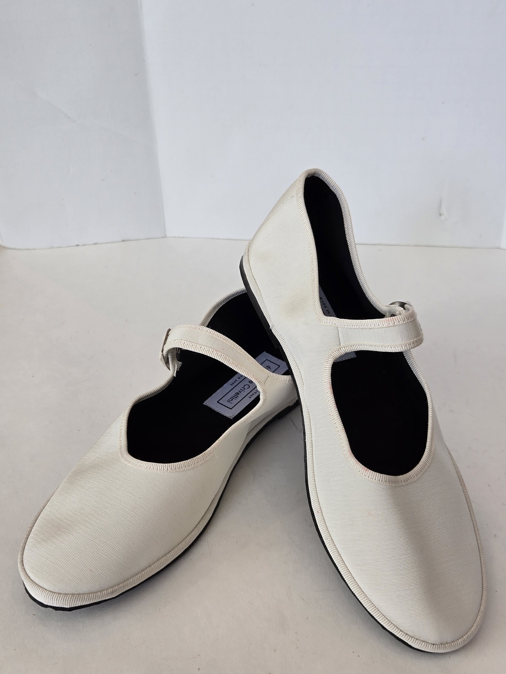Comfort Mary Jane Flats in Cream with Adjustable Strap